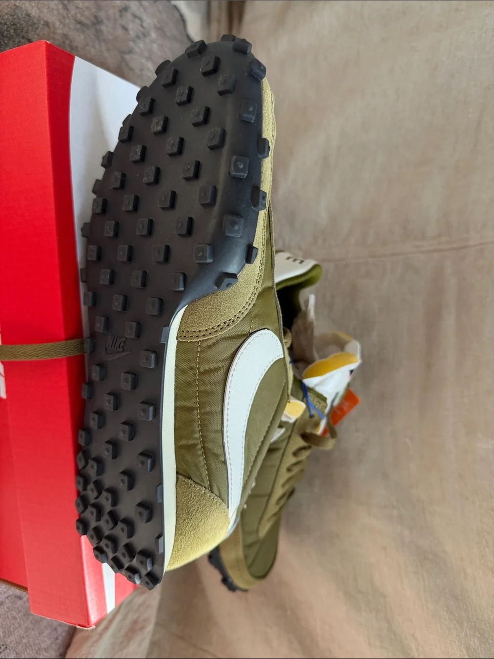 Nike Olive Green and White Waffle Racer Sneakers Moon shoes